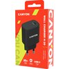 Canyon, PD 20W Input: 100V-240V, Output: 1 port charge: USB-C:PD 20W (5V3A/9V2.22A/12V1.67A) , Eu plug, Over- Voltage ,  over-he