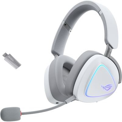 Геймърски безжични слушалки ASUS ROG Delta II White - USB-C, Aura Sync RGB