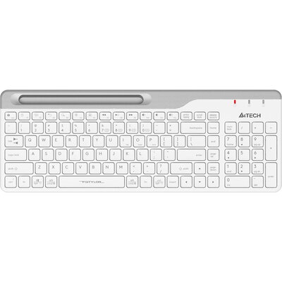 Безжична клавиатура A4tech Fstyler FBK25, Bluetooth, 2.4G, Стойка за телефон, Кирилизирана, Бял