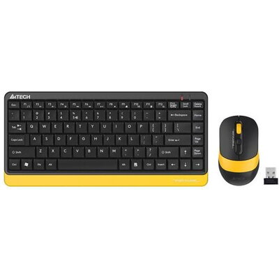 Комплект клавиатура и мишка A4TECH Fstyler F1110, Безжичен, Черен/Жълт