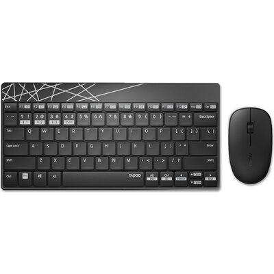 Комплект клавиатура и мишка RAPOO 8000M Multi mode, Bluetooth &2.4Ghz, Безжичен, Черен