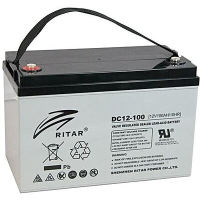 Оловна AGM DEEP CYCLE батерия RITAR (DC12-100), 12V, 100Ah, F12/M8, За соларни системи