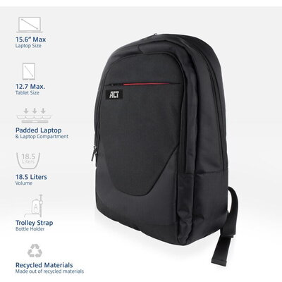 ACT Suburb раница за 15.6" лаптоп от рециклирани пластмасови бутилки ACT Suburb раница за 15.6" лаптоп от рециклирани пластмасови бутилки