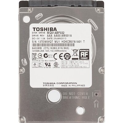 Хард диск за лаптоп TOSHIBA, 320 GB, 5400rpm, 8MB, SATA, MQ01ABD032 - MQ01ABD032