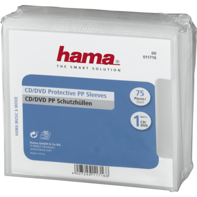 HAMA CD/DVD предпазни пликове, 75 бр, прозрачни