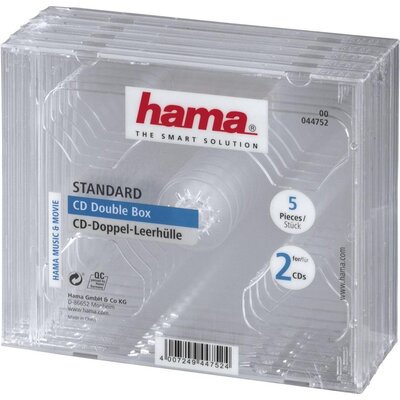 Кутийка за CD/DVD HAMA Double Jewel Case, прозрачен, 5 бр. в пакет - 