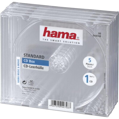 Кутийка за CD/DVD HAMA Jewel Case, прозрачен, 5 бр. в пакет - 