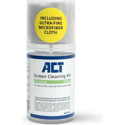 ACT Спрей за почистване на екрани с микрофибърна кърпа,200мл ACT Спрей за почистване на екрани с микрофибърна кърпа,200мл