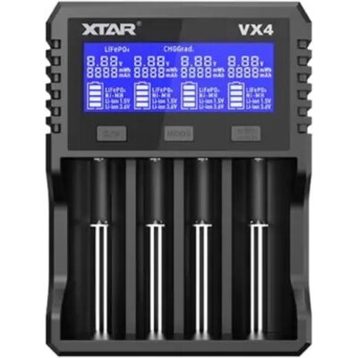 Зарядно устройство за NIMH/LiIon батерии 4 гнезда LCD дисплей USB VX4 SET  XTAR