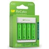 Зарядно у-во GP BATTERIES E411, 2100mAh AA, 800mAh ААА, За 4 бр., NiMH