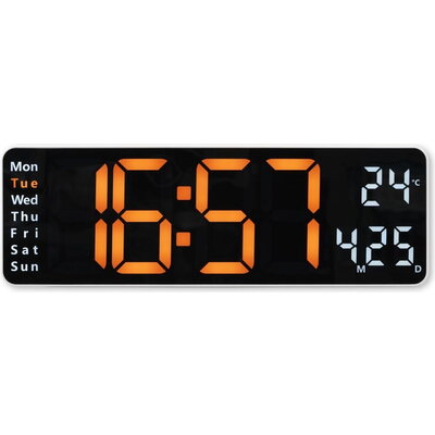 HAMA Дигитален стенен часовник "Santa Cruz", термометър, голям дисплей, дистанционно управление, бял HAMA Дигитален стенен часовник "Santa Cruz", термометър, голям дисплей, дистанционно управление, бял