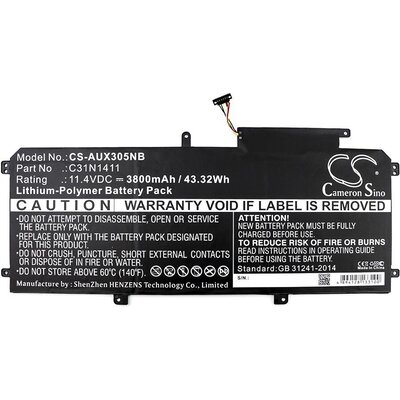 Батерия за лаптоп  C31N1411, Asus ZenBook UX305C, UX305CA, UX305F, UX305FA, 11.4V, 3800 mAh CAMERON SINO