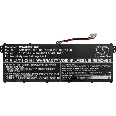 Батерия  за лаптоп  ACER Aspire 5 A515-41G-18Z3, Nitro 5 AN515-41-F6VS, Swift 3 SF313-51-514S, AC14B7K, LiPO 15.28V  3250 mAh CA