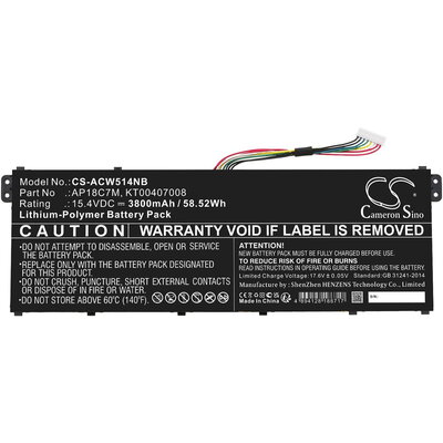 Батерия  за лаптоп  ACER ConceptD 3 CN316-73G-729B, Swift 3 SF313-52-507Z, TravelMate Spin P4, AP18C7M  LiPo 15.4V 3800 mAh CAME