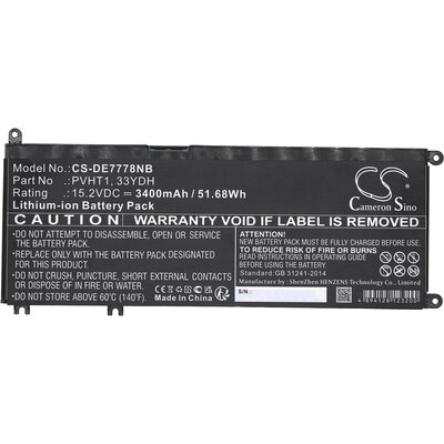 Батерия  за лаптоп DELL G3 15, G5 15 5587, INS 15PD-1863BL, Latitude 15 3590, 33YDH, W7NKD, LiIon 15.2V  3400mAh CAMERON SINO