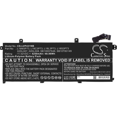 Батерия за лаптоп  LENOVO ThinkPad P43s, ThinkPad T490, L18C3P73 LiPo 11.52V 4250mAh CAMERON SINO