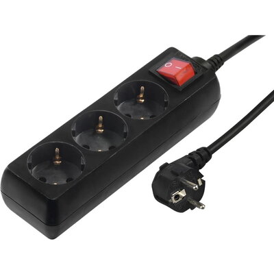 HAMA Разклонител 3гнезда, 1.4м,черен с бутон вкл/изкл