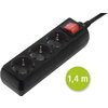 HAMA Разклонител 3гнезда, 1.4м,черен с бутон вкл/изкл