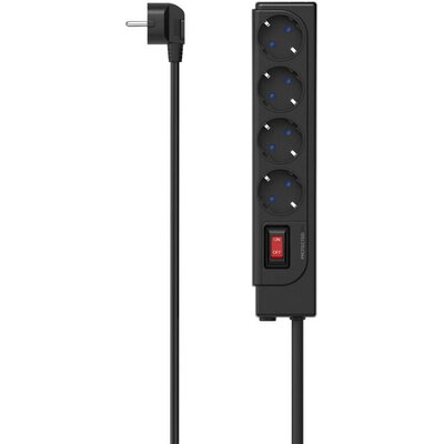 HAMA Разклонител, 4-гнезда, защита от пренапрежение, черен