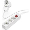 Разклонител HAMA Power strip, 3 гнезда, 1.4м, Допълнителен контакт, Бутон вкл/изкл, Бял