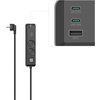 Разклонител Hama ,2-гнезда, USB-C/A 65 W, PD, ключ on/off , 1.4 m, черен/сив