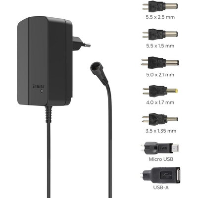 HAMA Универсално захранване, регулируемо, 1500mA, 18W, max. 12V, 7 адаптера