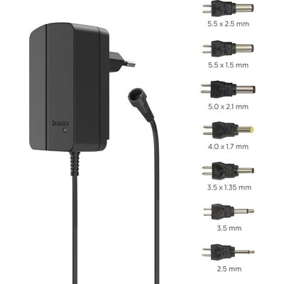 HAMA Универсално захранване, регулируемо, 1500mA, 24W, max. 24V, 7 адаптера