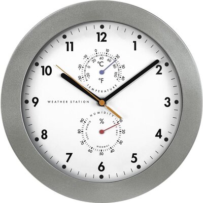 Стенен радио часовник Hama PG-300, DCF, Термометър, Хигрометър, 30 см., Сребрист
