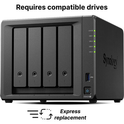 Мрежов сторидж NAS Synology DS425+,4-bay за  3.5" 2.5", 2 x M.2 NVMe