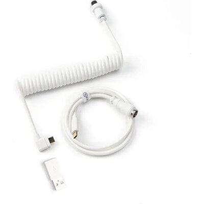Кабел за клавиатура Keychron Coiled Aviator Cable Angled USB-C - White