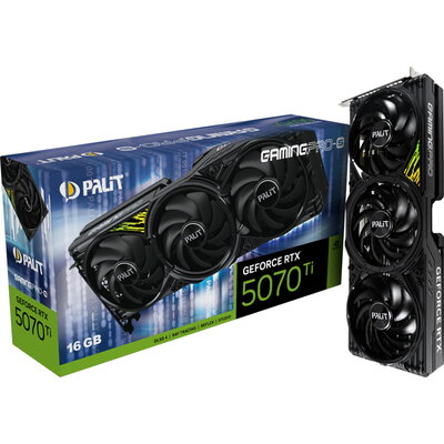 PALIT GeForce RTX 5070 Ti GamingPro-S 16GB GDDR7 256 bit, 1x HDMI 2.1b, 3x DP 2.1b, 3 Fan, 1x 16-pin pwr connector, 750W, 331.9 