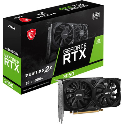 MSI Nvidia GeForce RTX 3050 VENTUS 2X E 6G OC, 6GB GDDR6