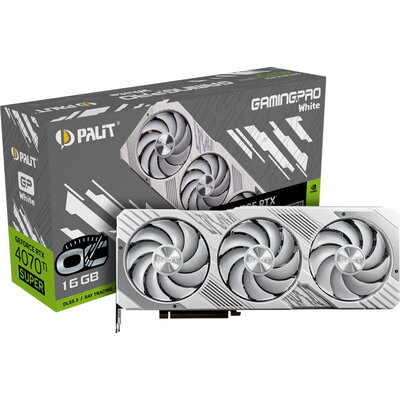 Palit GeForce RTX 4070Ti Super GamingPro White OC 16GB GDDR6X, 256 bit, 2340 Mhz/2655 Mhz, 1x HDMI 2.1a, 3x DP 1.4a, 3 Fan, 1x 1