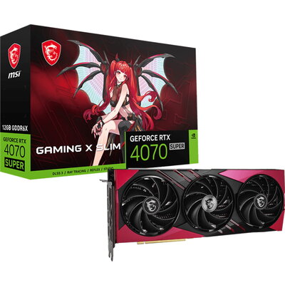 MSI Video Card Nvidia RTX 4070 SUPER 12G GAMING X SLIM MLG, 12GB GDDR6X, 192bit, 21Gbps Memory speed, Boost: 2640 MHz, 7168 CUDA