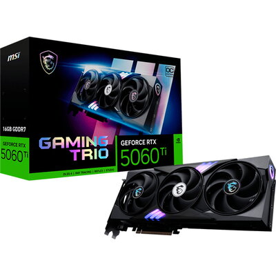 MSI Video Card NVIDIA GeForce RTX 5060 Ti 16G GAMING TRIO OC, 16GB GDDR7, 128-bit, 2662 MHz Boost, 4608 CUDA Cores, PCIe 5.0 (x8