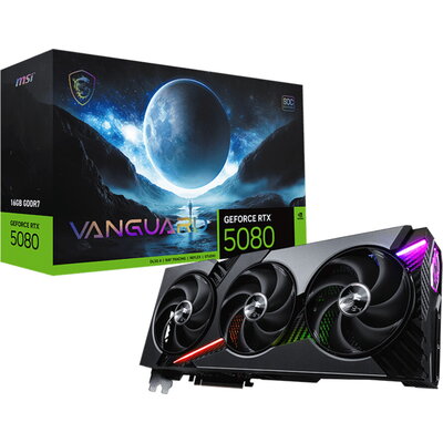 MSI Video Card Nvidia GeForce RTX 5080 16G VANGUARD SOC, 16GB GDDR7, 256bit, Effective Memory Clock: 30000MHz, Boost: 2730 MHz, 
