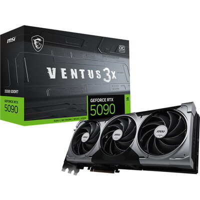 MSI Video Card Nvidia GeForce RTX 5090 32G VENTUS 3X OC, 32GB GDDR7, 512bit, Effective Memory Clock: 28000MHz, Boost: 2437 MHz, 