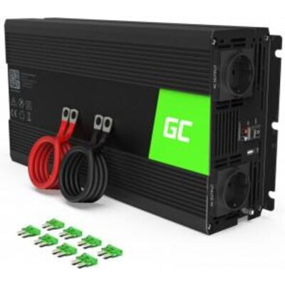 Инвертор GREEN CELL, 12/220V,  DC/AC, 1500W/3000W, Чиста синусоида