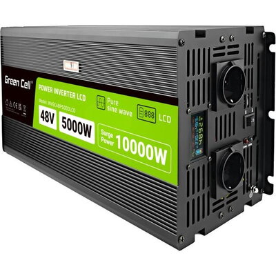 Инвертор GREEN CELL, 48/220V,  DC/AC, 5000W/10000W, INVGCP5000LCD  LCD Чиста синусоида