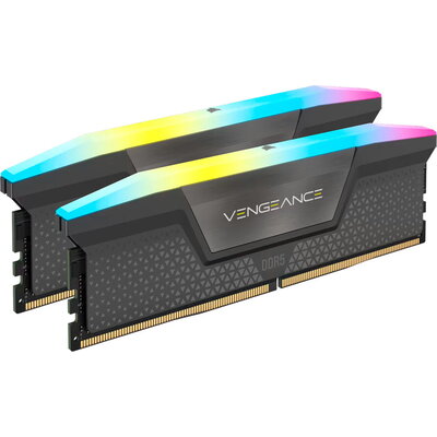CORSAIR DDR5, 6000MT/s 64GB 2x32GB DIMM, Unbuffered, 40-40-40-77, Std PMIC, AMD EXPO, VENGEANCE RGB DDR5 Cool Grey Heatspreader,