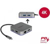 Докинг станция Delock USB-A, USB-C, HDMI, Gigabit LAN, PD, Подсветка, Сив