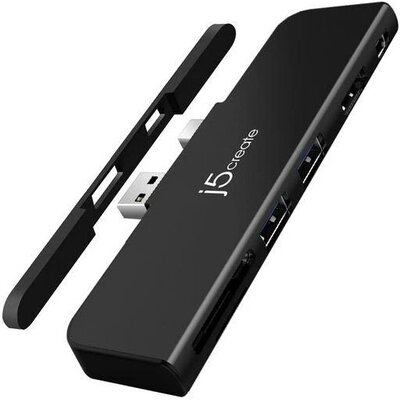 Докинг станция j5create JDD320B, за MS Surface Pro 4/5/6, USB-A Mini DP, Черен