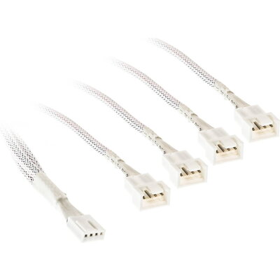 Кабел Kolink PWM 1-4 Сплитер - 35 cm, оплетен, Бял