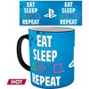 Чаша ABYSTYLE PLAYSTATION Mug Heat Change Eat Sleep Repeat, Сменящ се цвят, Черен