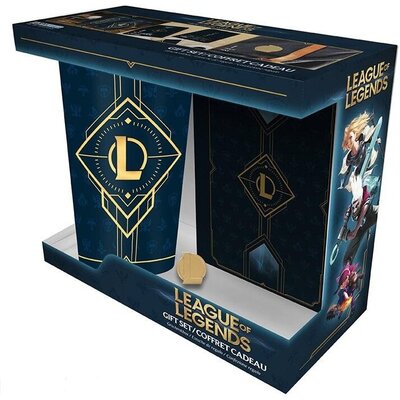 Комплект ABYSTYLE LEAGUE OF LEGENDS - Pck XXL glass + Pin + Notebook "Hextech logo", Многоцветен