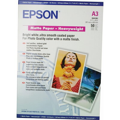 Хартия Epson Matte Paper Heavy Weight, DIN A3, 167g/m2, 50 Blatt Хартия Epson Matte Paper Heavy Weight, DIN A3, 167g/m2, 50 Blatt