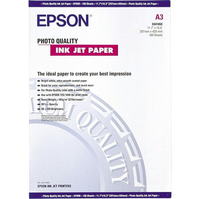 Хартия Epson Photo Quality Ink Jet Paper, DIN A3, 102g/m2 - 100 листа