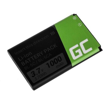 Батерия за телефон GREEN CELL BL-5C, за Nokia 105 2700 3110 5130 6230 E50, 3.7V, 1050mAh