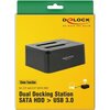 Външна докинг станция Delock 62661, за 2.5"/3.5" HDD/SSD, USB 3.0, Функция за клониране, Черен