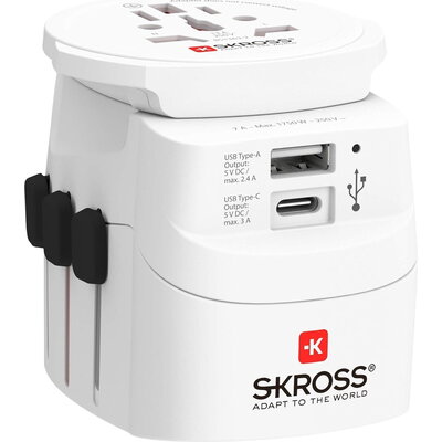 Адаптер SKROSS PRO Light USB, 1.302472, World, Бял